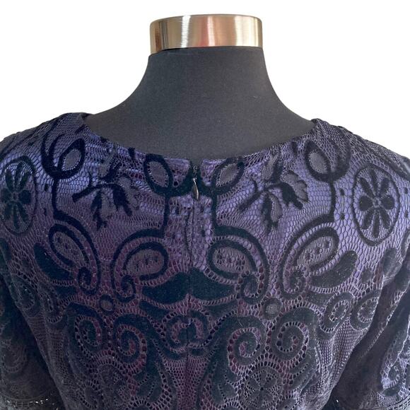 Eliza J Blue With Black Lace Overlay Dress Size 12 Goth Whimsigoth Dark Fairy - Picture 8 of 10